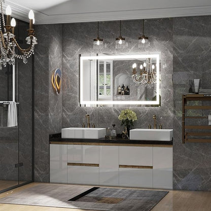 26x38 Inch LED Bathroom Mirror with Lights for Wall - Backlit + Front Lit, 3 Color Modes, Anti-Fog, Tempered Glass - Wall Mounted Modern Vanity Mirror