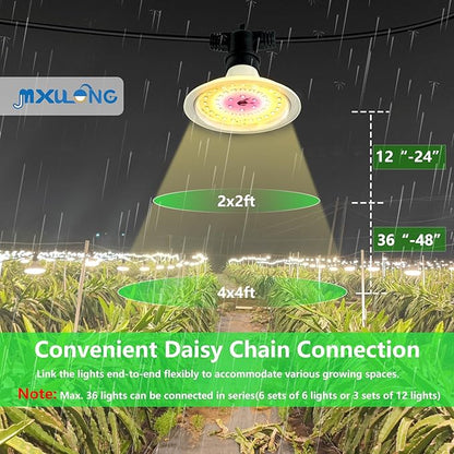 Outdoor LED Grow Lights, Waterproof String Grow Light, Full Spectrum Plant Growing Lights with 22Ft Adjustable Cord 6 Lights