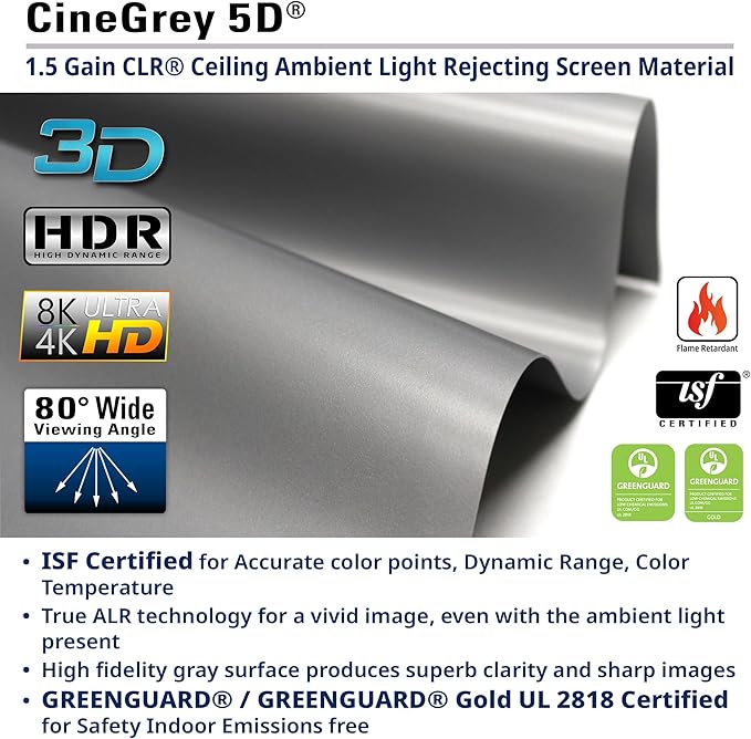 Elite Screens Evanesce Tab-Tension B 103" Diag. 16:9, Electric Recessed in-Ceiling Tensioned Ceiling/Ambient Light Rejecting (CLR/ALR) Projector Screen, ETB103HD5-E24, White