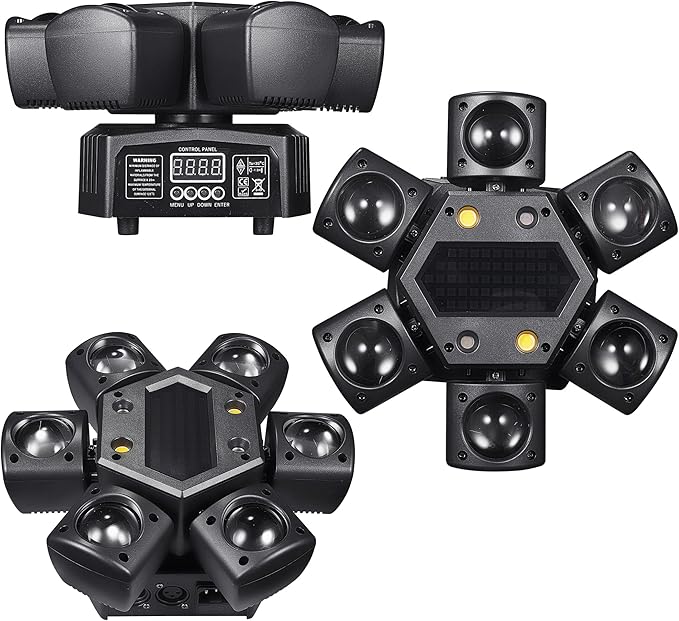 Mini Moving Head DJ Lights, 6-Arm Disco Lights with Remote Control 80w RGBW 4in1 LED DJ Stage Lighting Sound Activated DMX 512 Control for Disco Club Wedding Party Christmas