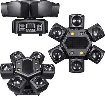 Mini Moving Head DJ Lights, 6-Arm Disco Lights with Remote Control 80w RGBW 4in1 LED DJ Stage Lighting Sound Activated DMX 512 Control for Disco Club Wedding Party Christmas