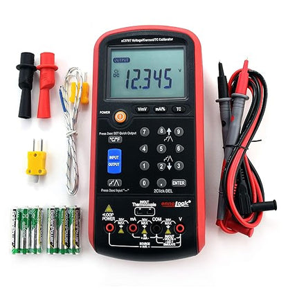 eC370T Volt mA Thermocouple Loop Process Calibrator by ennoLogic – 0-20V and 4-20mA V/mV/mA and Temperature Signal Generator, Meter and Simulator for Transmitters, Current Loops, and PLC