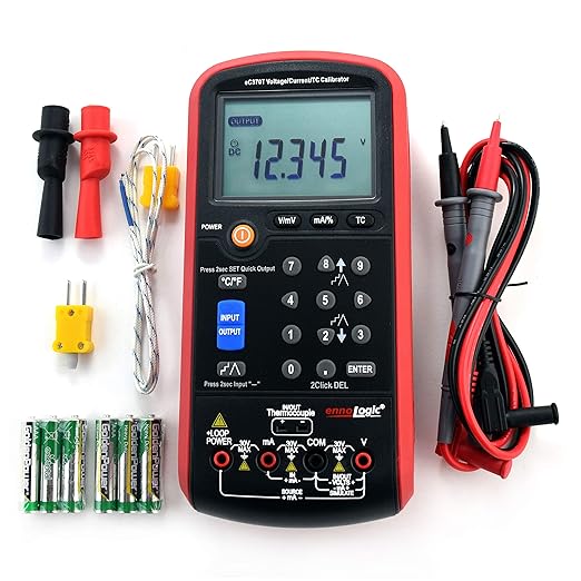 eC370T Volt mA Thermocouple Loop Process Calibrator by ennoLogic – 0-20V and 4-20mA V/mV/mA and Temperature Signal Generator, Meter and Simulator for Transmitters, Current Loops, and PLC
