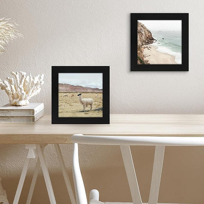 Americanflat 6x6 Picture Frame with Shatter-Resistant Glass - Signature Collection - Gallery Style Frames Made of Engineered Wood - Square Frame for Tabletop and Wall Display - Black
