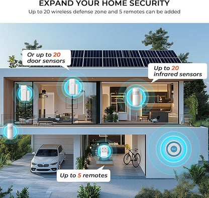 PGST Wireless Alarm System,Smart Home Security Systems with Phone App Alerts,20 Piece Door Alarm Kits with Door/Motion Sensors,SOS Button,Work with Alexa for Villa,Apartment,The Elder and Kids Safety