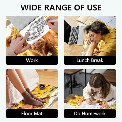 Heated Mouse Pad with 3 Levels Heated & 3 Hours Auto Shut-Off Mouse Pad for Warming Hands in Office Home, 23.6" x 14.2"Large Safe Desk Mat Hand Warmer，Sunflower Highland Cow