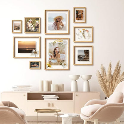 Axeman 5x7 Floating Picture Frame - Solid Oak Wood Picture Frame, Double Tempered Glass Photo Frame 2x3 4x6 5''x7''Wood Frame, Wall Mount Or Tabletop Standing, Natural
