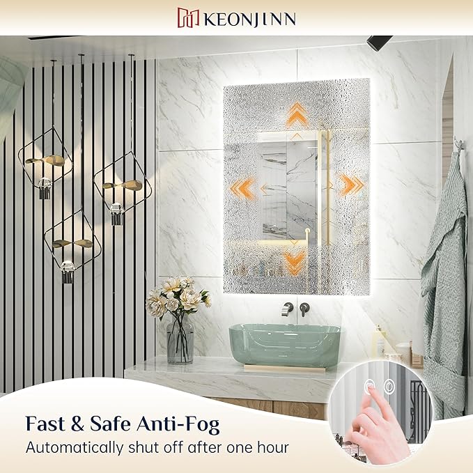 Keonjinn LED Backlit Mirror 84” x 36” Oversized Lighted Bathroom Mirror with UL Listed LED Driver, Large Stepless Dimmable Wall Mirror, Tempered Glass, CRI90+ Anti Fog Vanity Mirror with Backlights