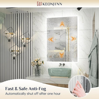 Keonjinn LED Backlit Mirror 84” x 36” Oversized Lighted Bathroom Mirror with UL Listed LED Driver, Large Stepless Dimmable Wall Mirror, Tempered Glass, CRI90+ Anti Fog Vanity Mirror with Backlights