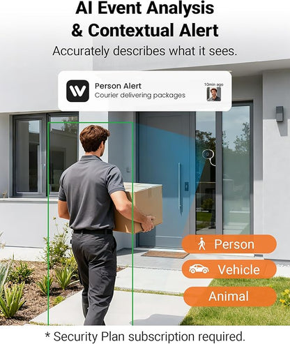 Anlapus A60 3MP 2K Window Security Camera, Plug-in WiFi Indoor Camera for Home Security, 5G/2.4G WiFi, Color Night Vision, Motion Detection, 24/7 Recording, Easy Install, US-Only Cloud Storage