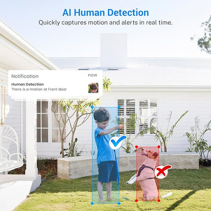1080p Wireless Video Doorbell Camera with Indoor Receiver, AI Human Detection, 2-Way Audio, Night Vision, Cloud Storage, Real-Time Alerts, 2.4G Wi-Fi Only (Linen)