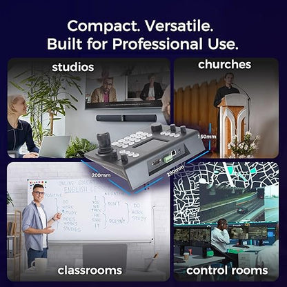 RGBlink Multi‑Protocol PTZ Controller w/ 3.49″ LCD, PoE, NDI 5.5 & Hall‑Sensor Joystick, 255‑Camera Support, VISCA/PELCO‑D/P, RS485/422/232–Ideal for Worship, Webinars & Live Streaming (RGBBKT)