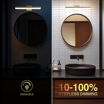 ZAGO 24 Inch Bathroom Vanity Light Fixtures Over Mirror - LED Modern Rotational Wall Mounted Adjustable Hardwired Picture Lighting Bar with 5CCT Switchable, ETL & Damp Rated, Black, 2-Pack