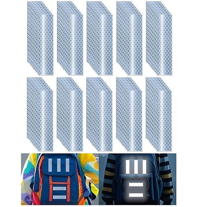 Non Fading White Reflective Stickers 1 inch X 4 inch, Outdoor Waterproof High Visibility Warning Safety Adhesive Reflector Tape (100 Pcs)