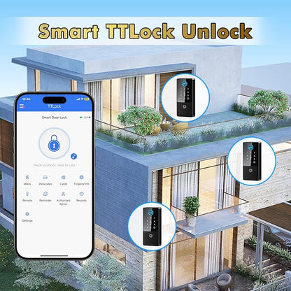 Smart Lock, Upgrade Keyless Entry Deadbolt Smart Lock with Keypad, Fingerprint Door Lock, Smart Locks for Interior Front Door, Biometric Digital Door Lock with Code App Control Auto Lock(Matte Black)