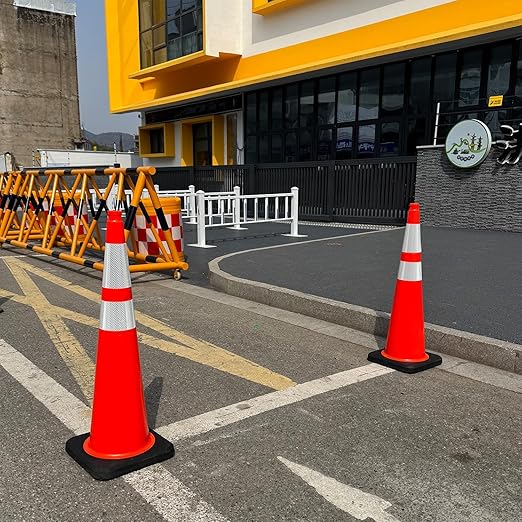 36 Inch Traffic Cones (6 Pack),Heavy-Duty PVC Construction Cone with Reflective Collars & Weighted Black Base for Road Safety,Parking & Driver Training