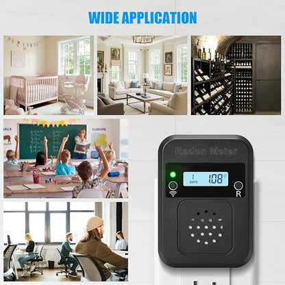 WiFi Home Radon Detector, Portable Radon Meter with Real-Time Short & Long-Term Monitoring, Plug-in Design, Instant Alerts & App Control