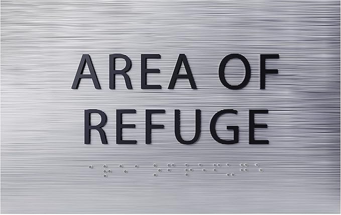 6" X4" Area of Refuge Sign - ADA Compliant Tactile Graphics Grade 2 Braille Text | Wall Mount Plastic Signs for Shopping Malls, Offices, Hotels, Schools, Apartments & Restaurants