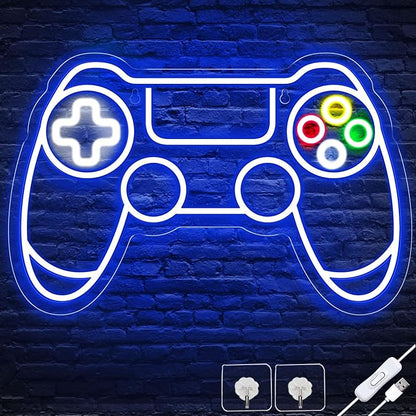 Gamer Neon Sign, Gamepad Shaped LED Neon Sign for Gamer Room Decor, Gaming Neon Sign for Boys Room Decor, Neon Gaming Sign for Gaming Wall Decor, USB Powered Gamer Gifts for Teens, Boys, Kids