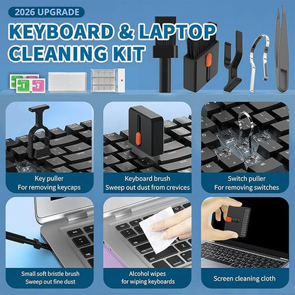 2026 Upgrade Phone Cleaning Kit 47PCS, iPhone Cleaning Kit, Airbud AirPods Cleaning Kit, Keyboard Cleaning Kit, Charging Port Cleaner for Apple Lightning/Android USB-C (Black)