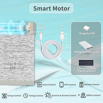 Motorized Blinds with Remote Custom Size Blackout Smart Roller Shades Compatible with Alexa Google, Electric Blinds for Windows