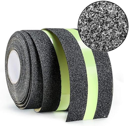 Best Anti-Slip Grip Tape, Black with Glow in The Dark Strip, 2" x 30 FT, 80 Grit, Industrial Grade, Indoor, Outdoor, Weatherproof (2-Inch x 30 Feet Roll)