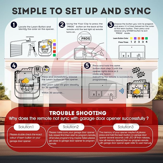 2X 953EV-P2 953ESTD Universal Chamberlain LiftMaster Craftsman Garage Door Opener Remote, Security+2.0 MyQ 3-Button【3-Year-Warranty】