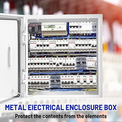 Outdoor Electrical Box 16 x 16 x 6''D NEMA 4X Enclosure Steel Box, Waterproof & Dustproof Outdoor/Indoor Lockable Electrical Junction Box, with Mounting Plate