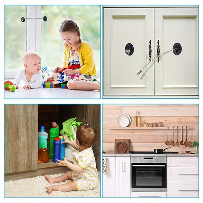 Hotop 4 Pack Cabinet Locks with Keys Mini Fridge Refrigerator Locks for Kids Toddlers Self Adhesive Child and Baby Proofing Safety for Deep Freezer Drawers Doors Latch(White and Black)