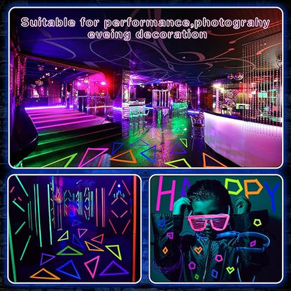 Whaline 6 Colors Neon Gaffer Cloth Tape, Fluorescent UV Blacklight Tape for UV Party (0.6 inch x 16.5 feet)