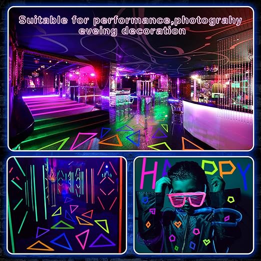 Whaline 6 Colors Neon Gaffer Cloth Tape, Fluorescent Rainbow Color UV Blacklight Tape for UV Party (0.6 inch x 35 feet)