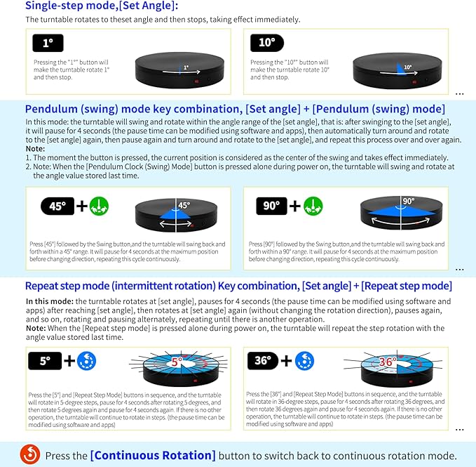 Programmable Motorized Electric Turntable Command-Controlled Rotating Platform Photography Turntable Secondary Development Motorized Electric Lazy Susan for 3D Scaner or Display with USB/Wi-Fi