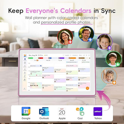 Westsee 15.6" Digital Wall Calendar Frame – Interactive Touchscreen Eletronic Calendars, Smart Family Planner for Schedule, Photo Display, Meals, Chore Chart & Tasks, Wall & Desk Mountable (Pink)
