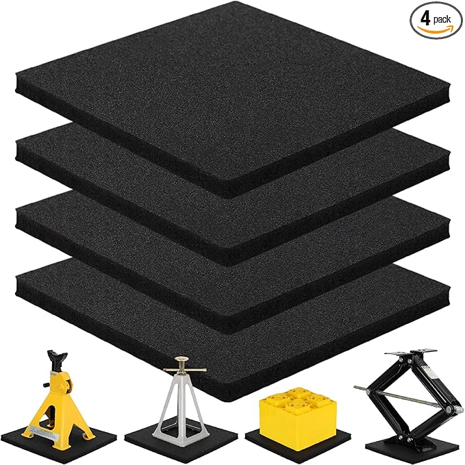 OULEME RV Leveling Block Flex Pads, 12” Rubber Jack Pads, Anti-Vibration & Anti-Slip Mats, for Camper Travel Trailer Jacks & Stands & Stabilizers on Uneven Surfaces, 4-Pack