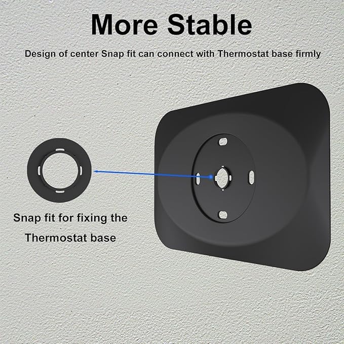 Nest Thermostat Wall Plate Cover Replacement Compatible with Google Nest Learning Thermostat (4th Gen), Practical Nest Learning Thermostat 4 Trim Kit, Snap fit Design (Black, 2 Packs)