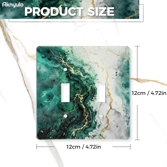 Modern Abstract Lexury Dark Turquoise Teal Blue Gray Marble Textured Light Switch Wall Plate Plates Decorative Electrical Outlet Cover Plates Acrylic Double Wall Outlet Covers Switch Plates