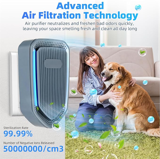 Negative Ion air Purifier, Silent Plug-in Air Purifier,Mini Portable Air Ion Generator, Absorbing Smoke and Dust, Purifying Air is Suitable for Bedroom, Study, Kitchen, Bathroom and Living Room (6)