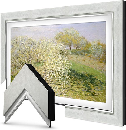 Contemporary Silver 50" Premiere Deco TV Frame - Compatible ONLY with Samsung The Frame TVs (Fits 2021-2025, LS03A, LS03B, LS03C, LS03D, LS03FA)