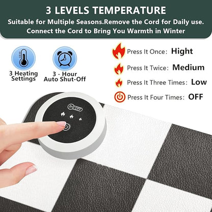Checkered Black and White Heated Desk Pad Mouse Pad 31.5x13 Inch PU Leather Desk Mat with 3 Heat Levels Large Mouse Gaming Computer Laptop Mat