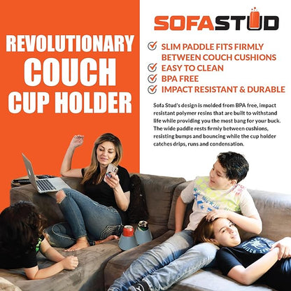 Original Couch Cup Holder - Spill Proof, Convenient, & Versatile Drink Coaster Molded from BPA Free, Impact Resistant, Durable Plastic That Fits Cans, Cups, Bottles & More
