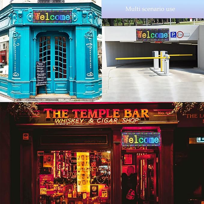 Programmable Scrolling LED Sign Outdoor Signs for Businesses Pantalla LED Para Publicidad Waterproof Digital Display Board - Custom Electronic Message Panel for Wall (Letrero) 39"X14"