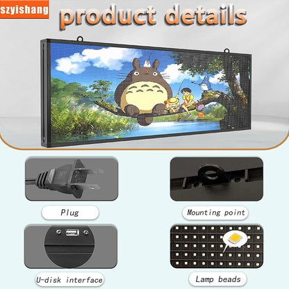 YS Outdoor P5 Programmable Led Sign(39 "× 14"),WIFI + USB Control Digital Signage LED Display, Advertising Message Board,Open Signs for Business, RGB Full Color Scrolling LED Sign