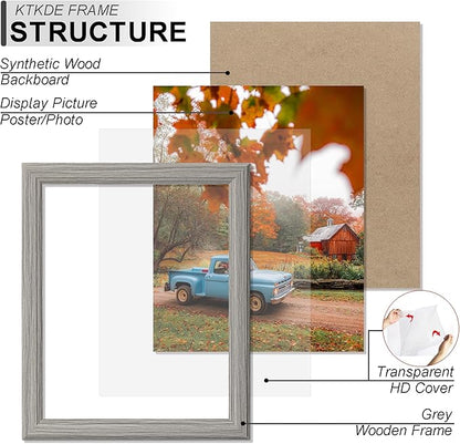 KTKDE 8x8 Picture Frame Set of 3, Grey Wooden frames, Wall Hanging for Tapletop Display, Best Square Photo Frame Studio Gallery for Photos, Posters & Art Prints
