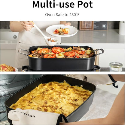 Slow Cooker 10-Quart - PFOA-Free Ceramic Coating, Oven Safe to 450°F | Keep Warm Function for Large Family Gatherings (Includes Silicone Spoon)
