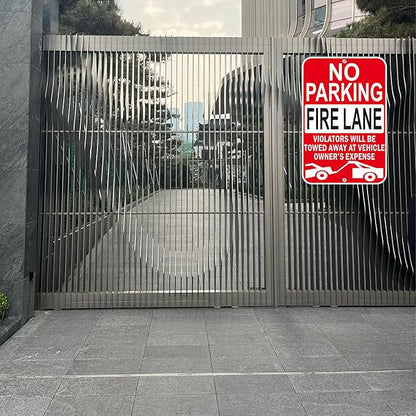 No Parking Fire Lane Signs, Red, Reflective Aluminum, 12 x 18 Inches, Weather Resistant, Wall Mount, 2 Pack