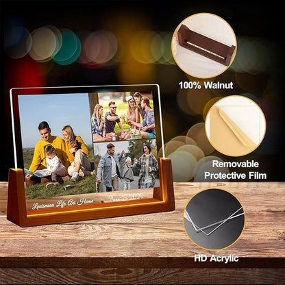 LOUISMIAA Customized Picture Frames with Night Light,Decorative Plaque Anniversary Birthday Mother’s Day Father’s Day Valentine’s Personalized Gifts for Boyfriend Girlfriend Couple Wife Women Same Day Shipping