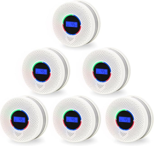 Kesy Upgraded Smoke and Carbon Monoxide Detector 10-Year Lifespan, Dual Sensor Smoke Alarm & Carbon Monoxide Detector (6 Pack)