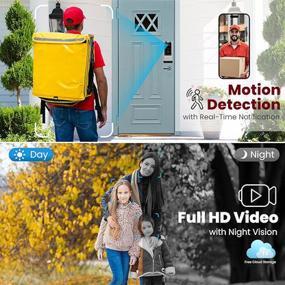 DEVO G1 6-in-1 Video Smart Lock with Camera & Doorbell, Keyless Entry Door Lock with Fingerprint, Auto Locks, App Remote, Built-in Wi-Fi Smart Deadbolt for Front Door