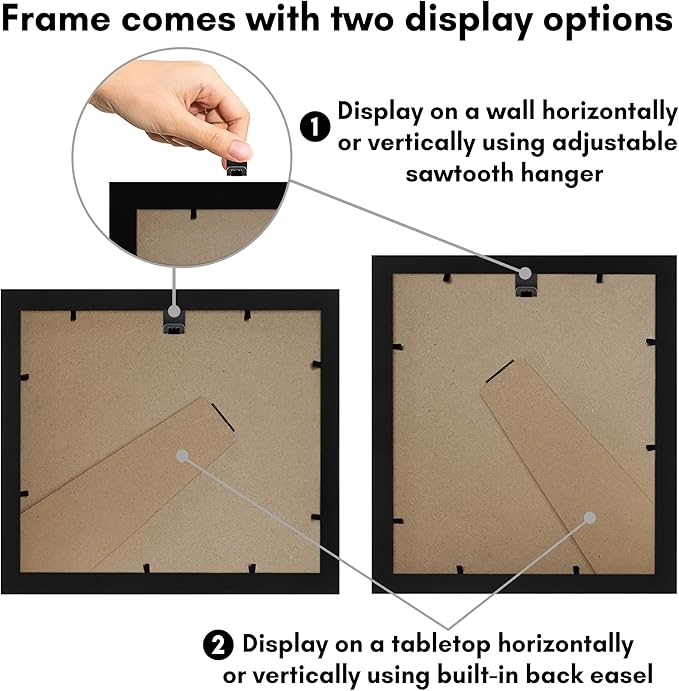 Americanflat 8x9 Picture Frame with Shatter-Resistant Glass - Signature Collection - Gallery-Style Frames Made of Engineered Wood - Photo Frame for Tabletop and Wall Display - Black