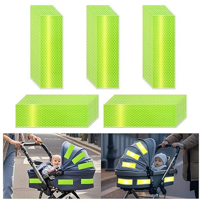 Non Fading Fluorescent Yellow Reflective Stickers 2 inch X 6 inch, Outdoor Waterproof High Visibility Safety Adhesive Reflector (50 Pcs)